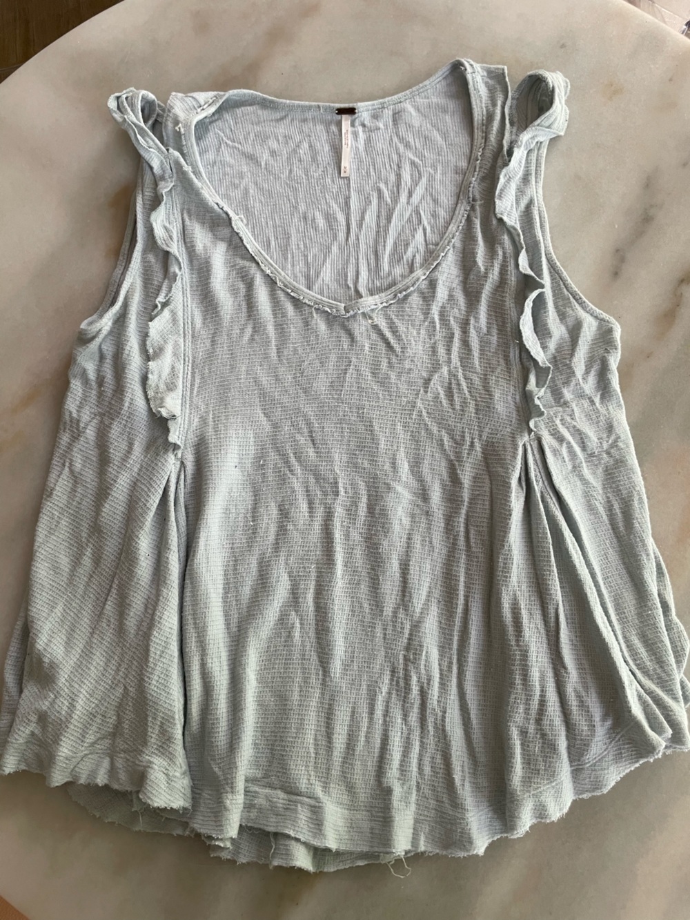 Free People Pale Mint Ruffle Shoulder Tank size M